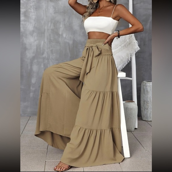 7/8 Pants With Tie Waist - Khaki main image 1